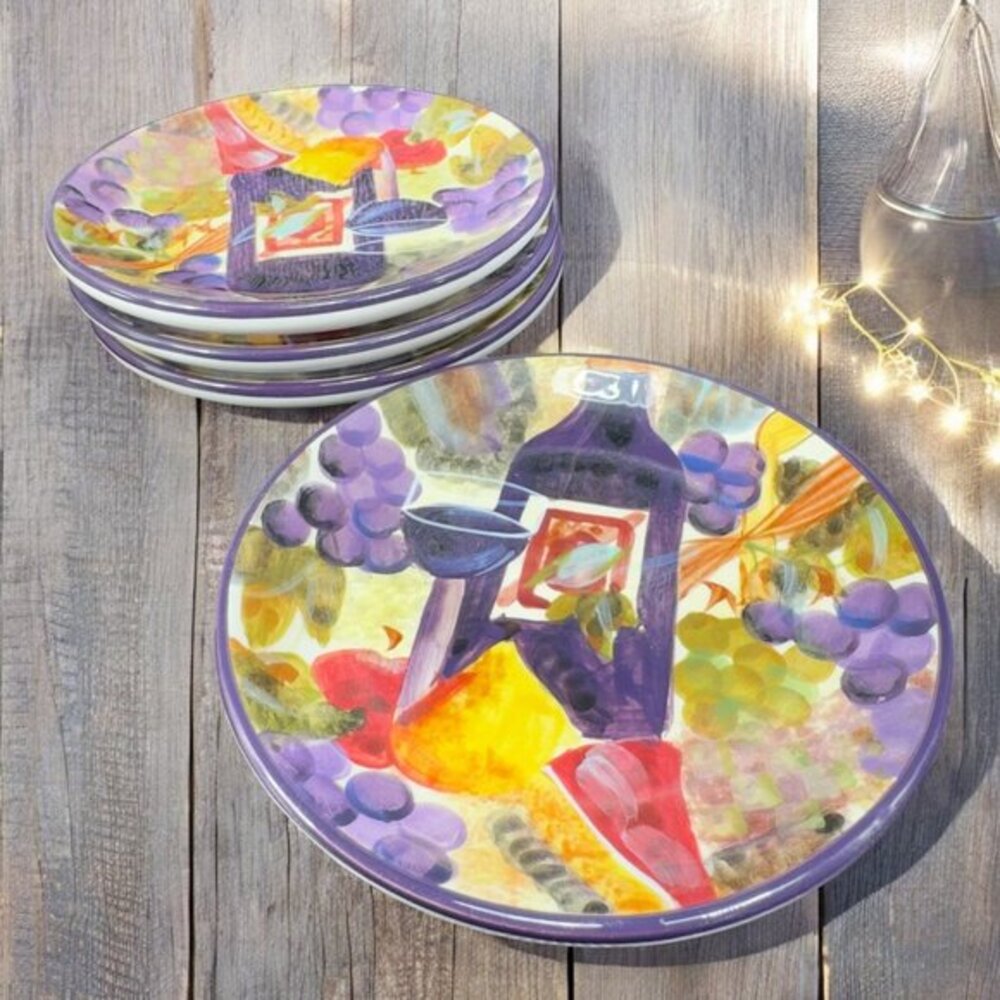 Certified International Ceramic Bistro Set 4 Dish Plate Deborah‎ K Ellis 5inch